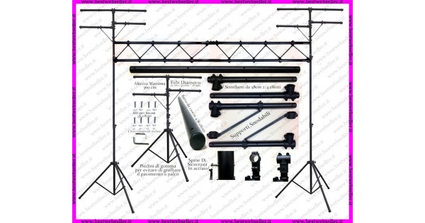 Stativo Luci Americana Con Traverse 4,2 Metri h 360cm - MOD1